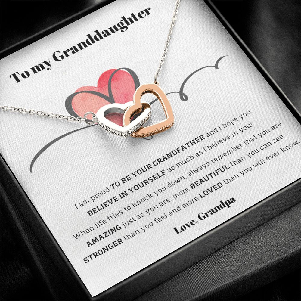 To My Granddaughter, love Grandpa - Interlocking Hearts necklace Jewelry ShineOn Fulfillment 