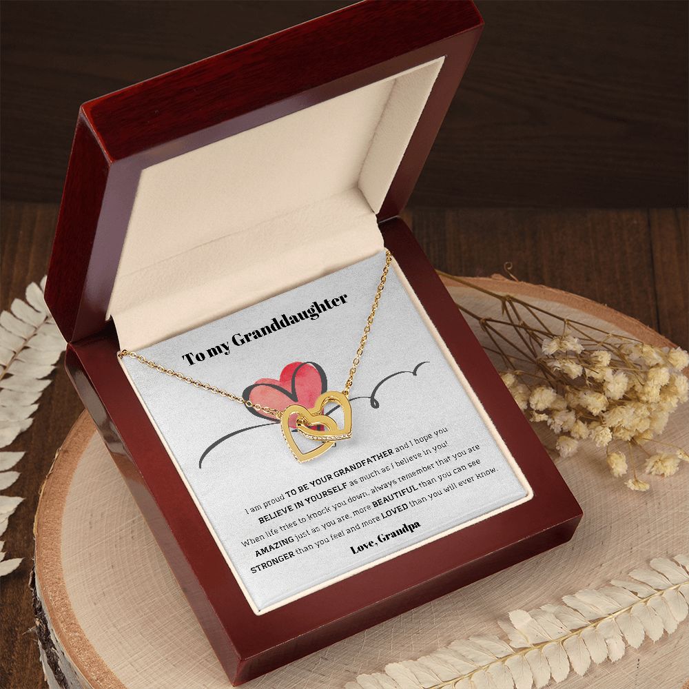 To My Granddaughter, love Grandpa - Interlocking Hearts necklace Jewelry ShineOn Fulfillment 