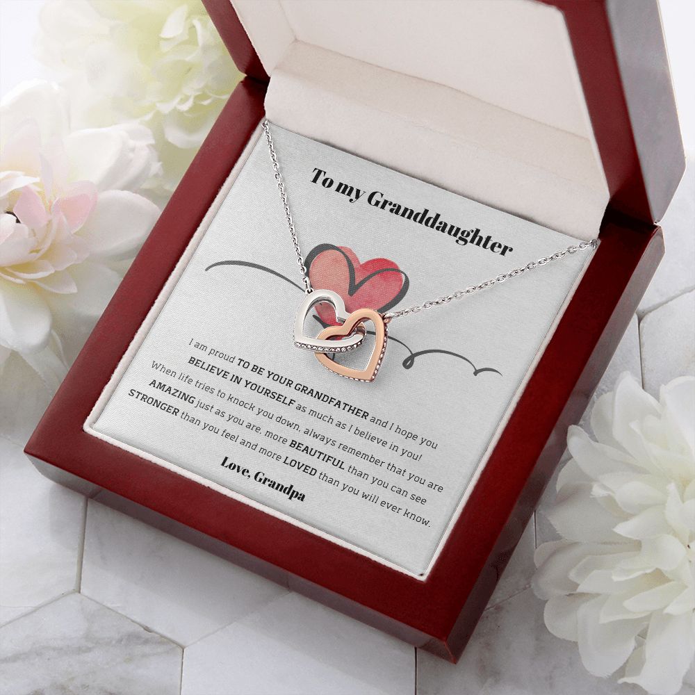 To My Granddaughter, love Grandpa - Interlocking Hearts necklace Jewelry ShineOn Fulfillment 