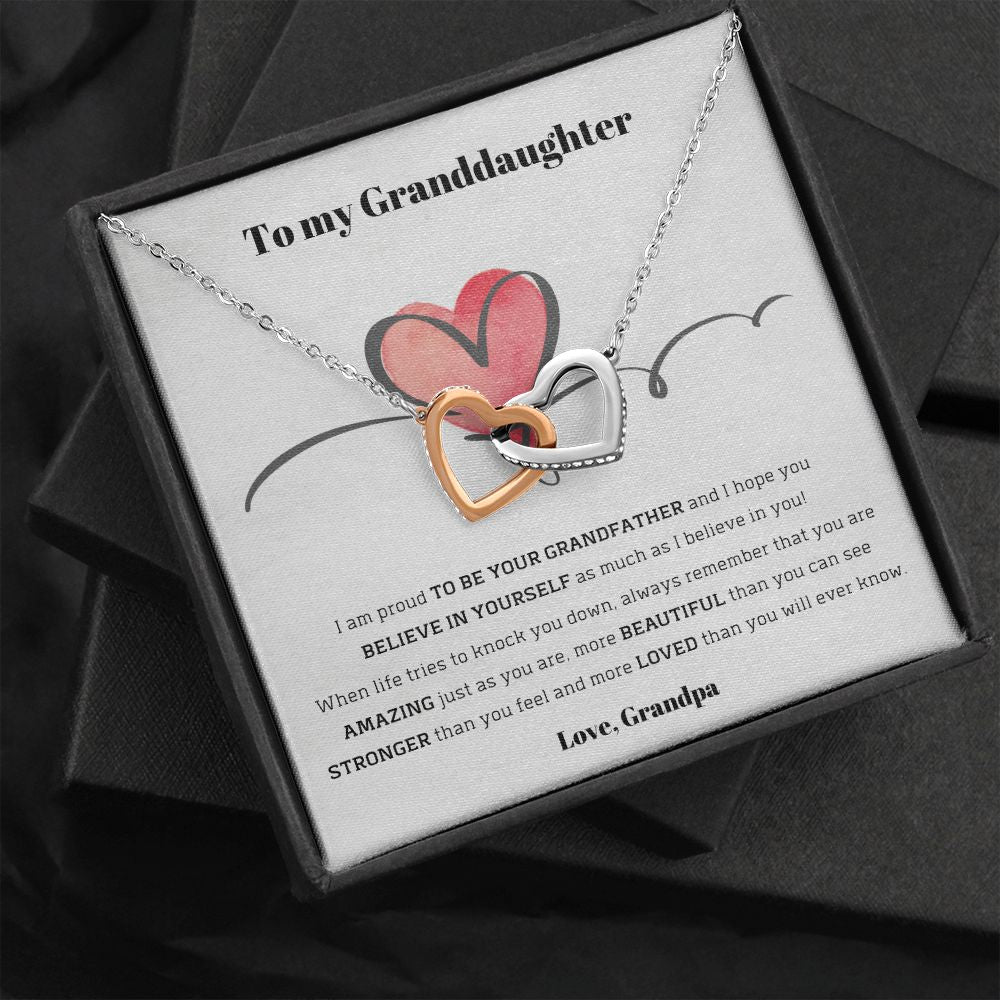 To My Granddaughter, love Grandpa - Interlocking Hearts necklace Jewelry ShineOn Fulfillment 