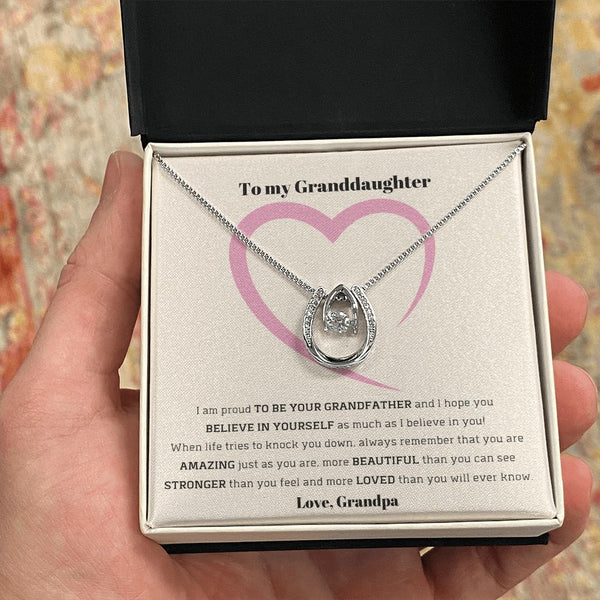 To My Granddaughter, love Grandpa - Lucky in Love Necklace Jewelry ShineOn Fulfillment 