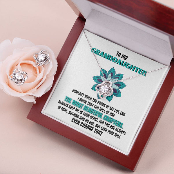 To my Granddaughter - Someday when the pages of my life end - Love Knot Earring & Necklace Set! Jewelry ShineOn Fulfillment Mahogany Style Luxury Box 