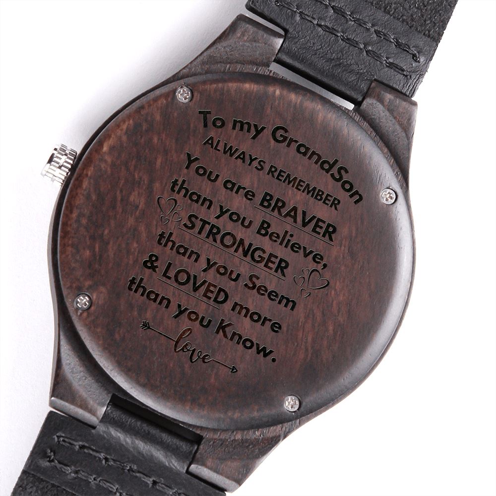 To my Grandson, Always Remember - Engraved Wooden Watch Watches ShineOn Fulfillment 