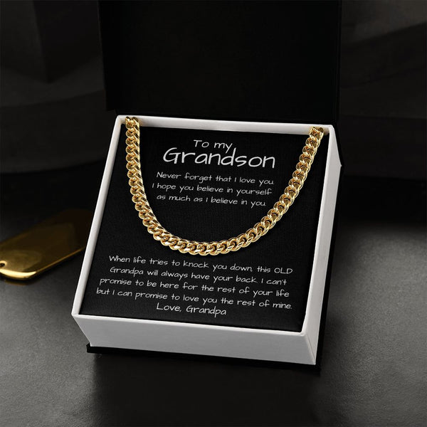 To my Grandson - Cuban Link Chain Necklace Jewelry ShineOn Fulfillment 