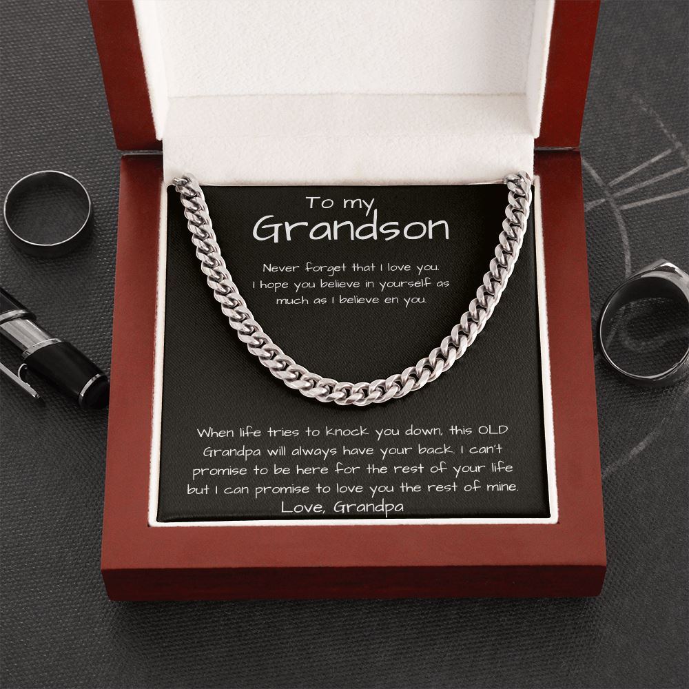 To my Grandson - Cuban Link Chain Necklace Jewelry ShineOn Fulfillment Cuban Link Chain (Stainless Steel) 