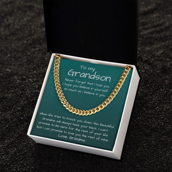 To my Grandson, love Grandma - Cuban Link Chain Necklace Jewelry ShineOn Fulfillment 