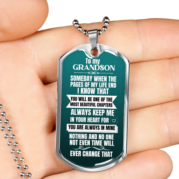 To my GRANDSON - Military Chain (Silver or Gold) Jewelry ShineOn Fulfillment 
