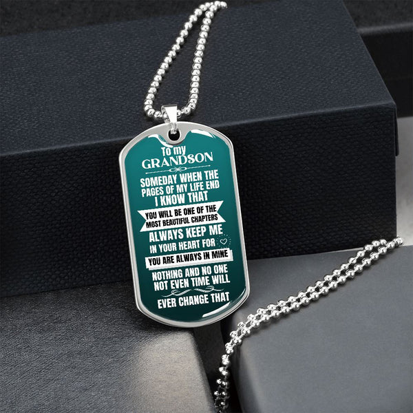 To my GRANDSON - Military Chain (Silver or Gold) Jewelry ShineOn Fulfillment 