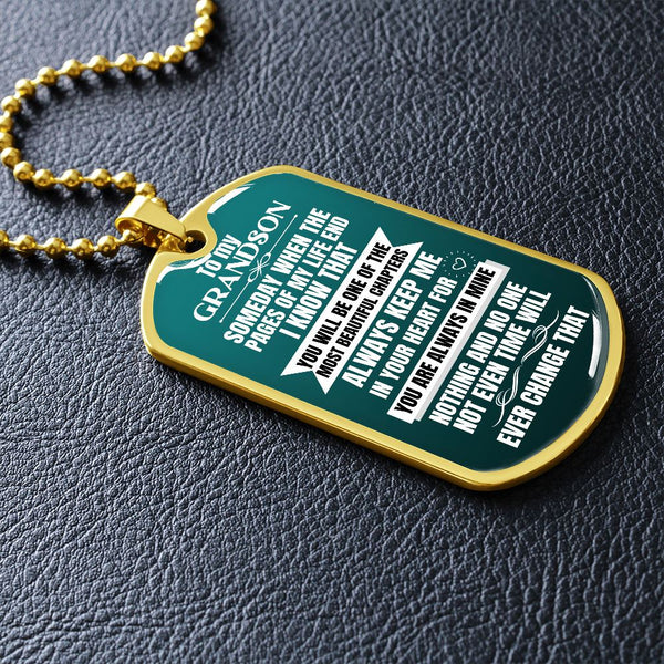 To my GRANDSON - Military Chain (Silver or Gold) Jewelry ShineOn Fulfillment 
