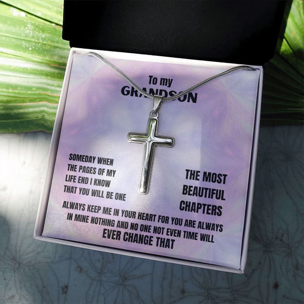 To my Grandson - Personalized Cross Necklace Jewelry ShineOn Fulfillment 