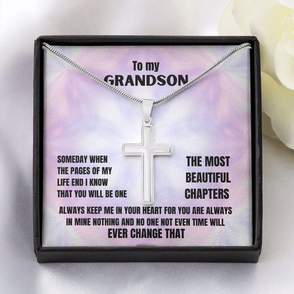 To my Grandson - Personalized Cross Necklace Jewelry ShineOn Fulfillment 