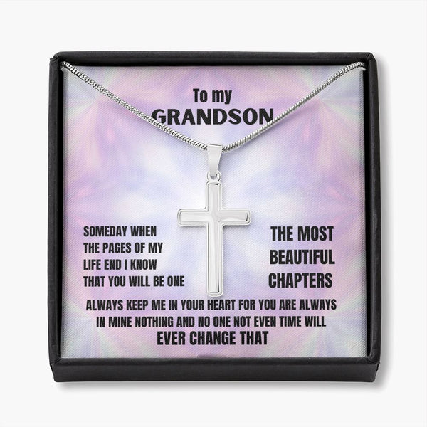 To my Grandson - Personalized Cross Necklace Jewelry ShineOn Fulfillment 