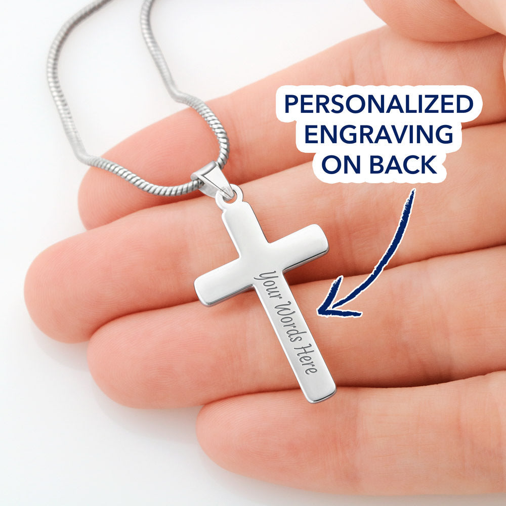 To my Grandson - Personalized Cross Necklace Jewelry ShineOn Fulfillment 