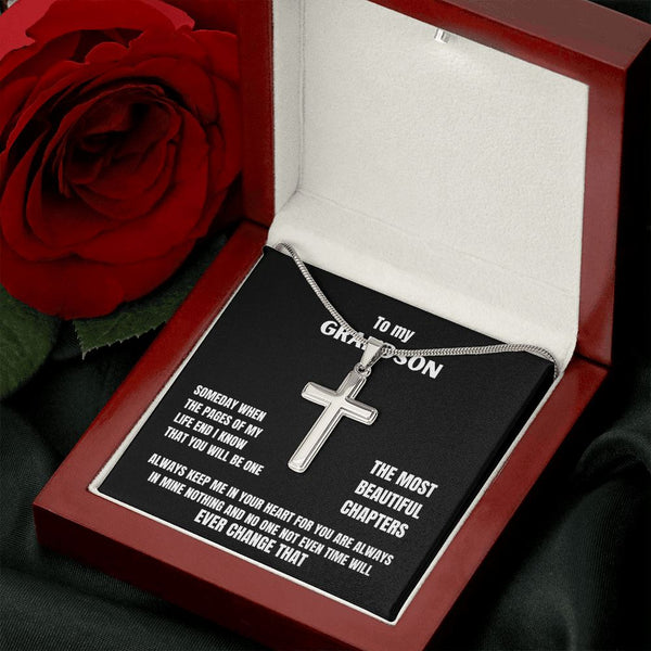 To my Grandson - Someday when the pages of my life end... - Personalized Cross Necklace Jewelry ShineOn Fulfillment 