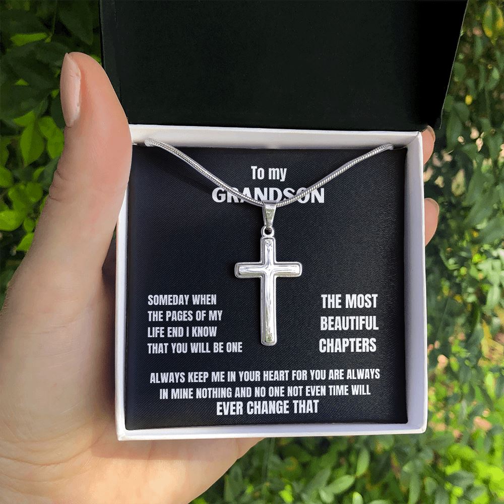 To my Grandson - Someday when the pages of my life end... - Personalized Cross Necklace Jewelry ShineOn Fulfillment 