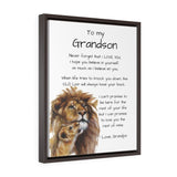 To my Grandson - Vertical Framed Premium Gallery Wrap Canvas Canvas Printify 16″ × 20″ Premium Gallery Wraps (1.25″) Walnut