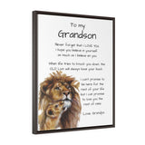 To my Grandson - Vertical Framed Premium Gallery Wrap Canvas Canvas Printify 24″ × 30″ Premium Gallery Wraps (1.25″) Walnut