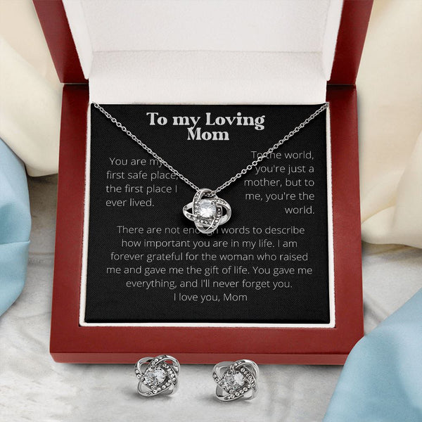 To my Loving Mom - Love Knot Plus earrings set Jewelry ShineOn Fulfillment 