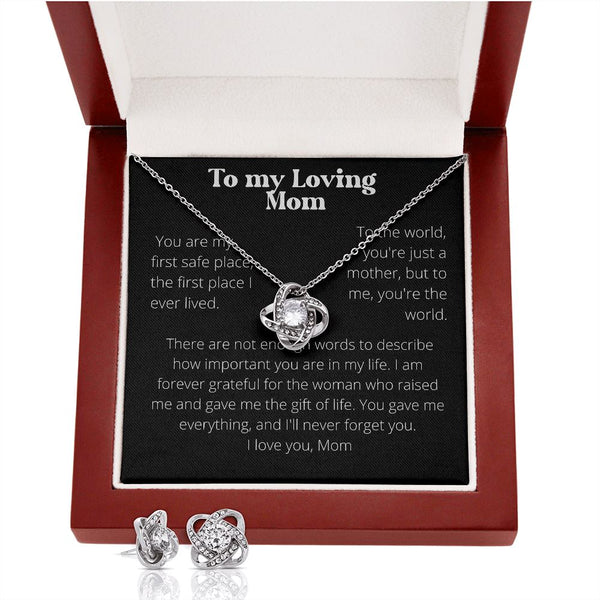 To my Loving Mom - Love Knot Plus earrings set Jewelry ShineOn Fulfillment 