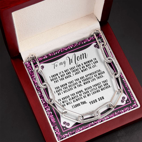 To my Mom - I love You, Your Son - The Forever Linked Necklace Jewelry ShineOn Fulfillment 14K White Gold Finish 