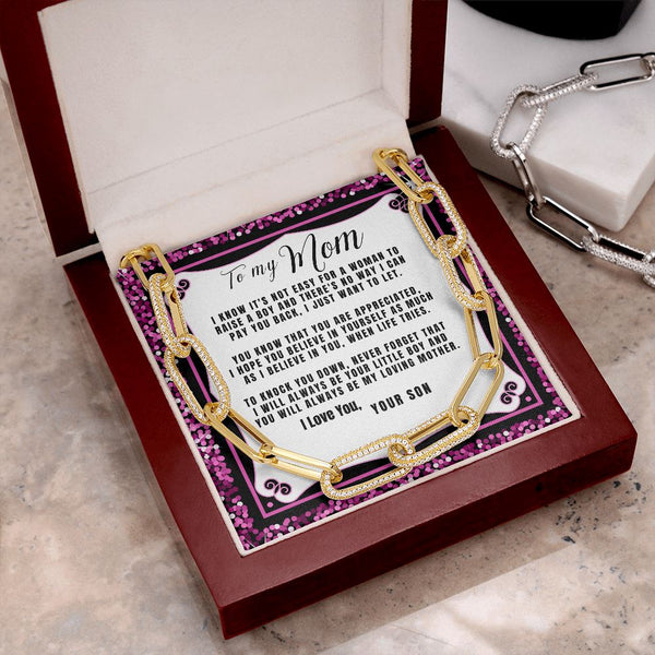 To my Mom - I love You, Your Son - The Forever Linked Necklace Jewelry ShineOn Fulfillment 14K Yellow Gold Finish 
