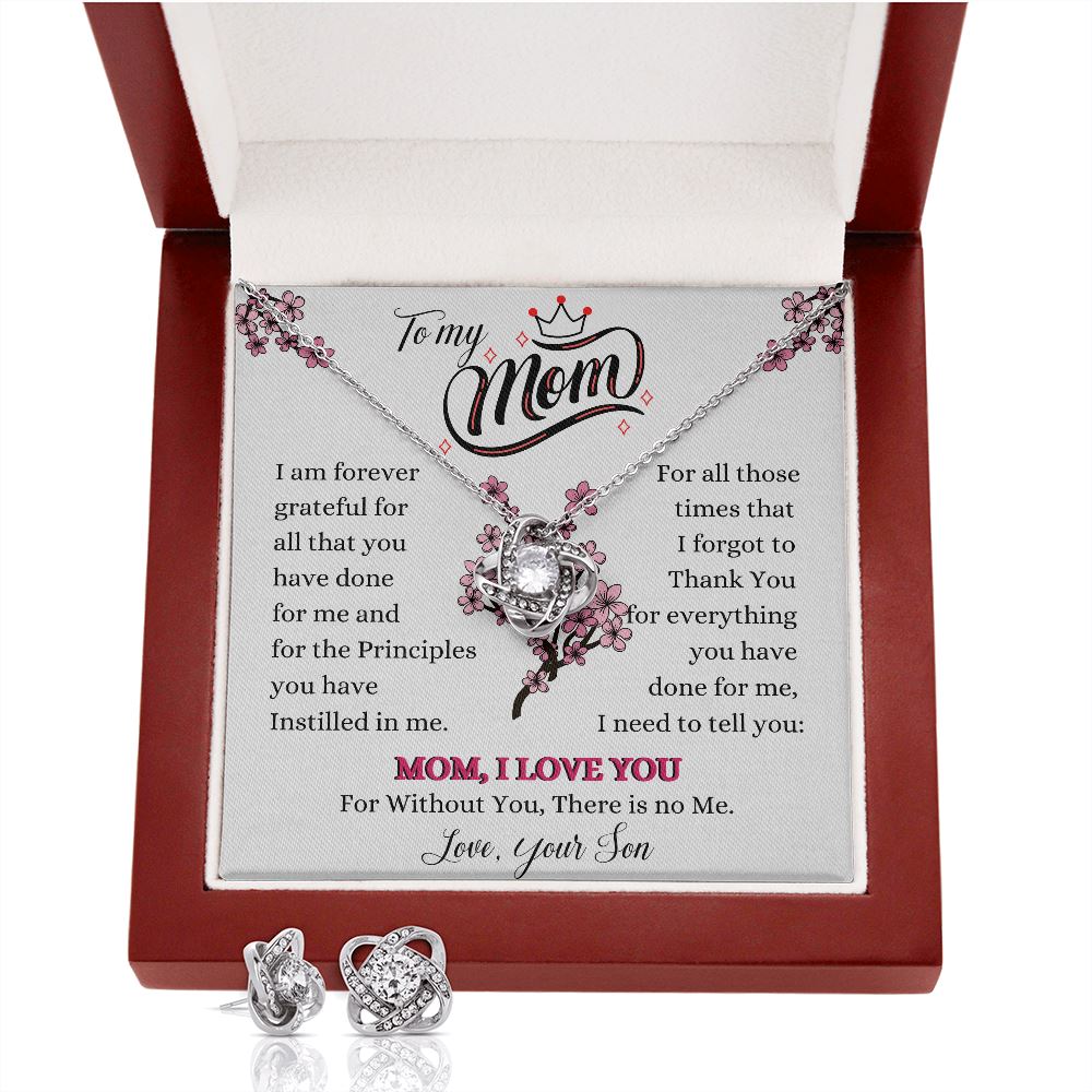 To my Mom- Love your Son - Love Knot Earring & Necklace Set! Jewelry ShineOn Fulfillment 