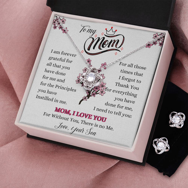 To my Mom- Love your Son - Love Knot Earring & Necklace Set! Jewelry ShineOn Fulfillment 