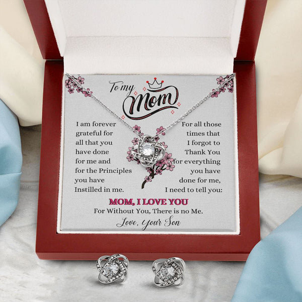 To my Mom- Love your Son - Love Knot Earring & Necklace Set! Jewelry ShineOn Fulfillment 