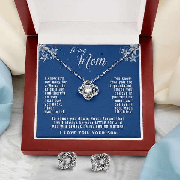 To my Mom - with Love your Son - Love Knot Earring & Necklace Set! Jewelry ShineOn Fulfillment 