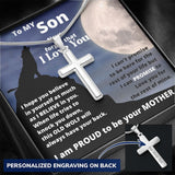 To my Son - This Old Wolf always have your back- Stainless Steel Cross Necklace From MOM Jewelry ShineOn Fulfillment 
