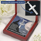 To my Son - This Old Wolf always have your back- Stainless Steel Cross Necklace From MOM Jewelry ShineOn Fulfillment 