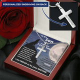 To my Son - This Old Wolf always have your back- Stainless Steel Cross Necklace From MOM Jewelry ShineOn Fulfillment 