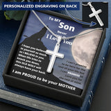 To my Son - This Old Wolf always have your back- Stainless Steel Cross Necklace From MOM Jewelry ShineOn Fulfillment 
