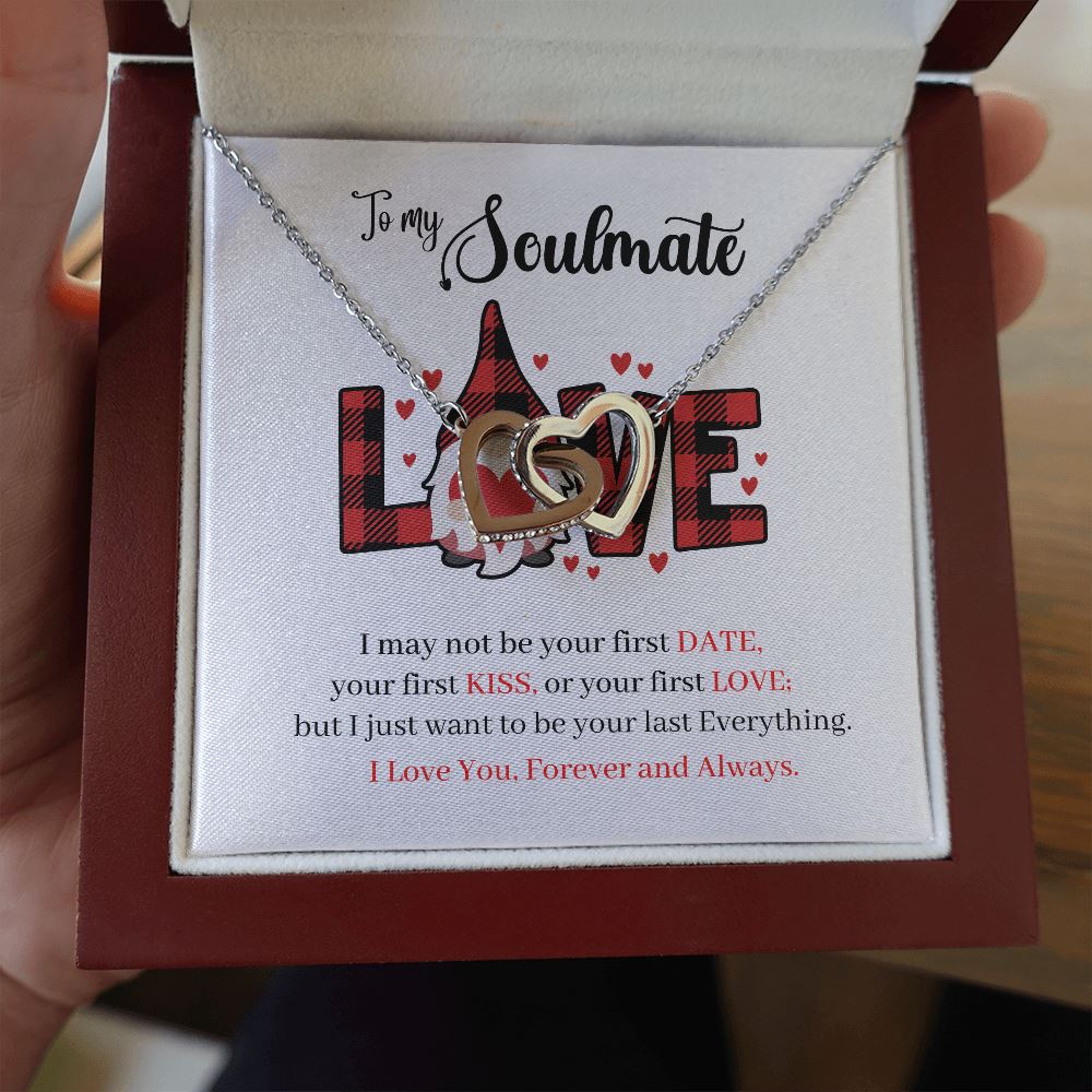 To My Soulmate - Interlocking hearts Necklace Jewelry ShineOn Fulfillment Mahogany Style Luxury Box (w/LED) 