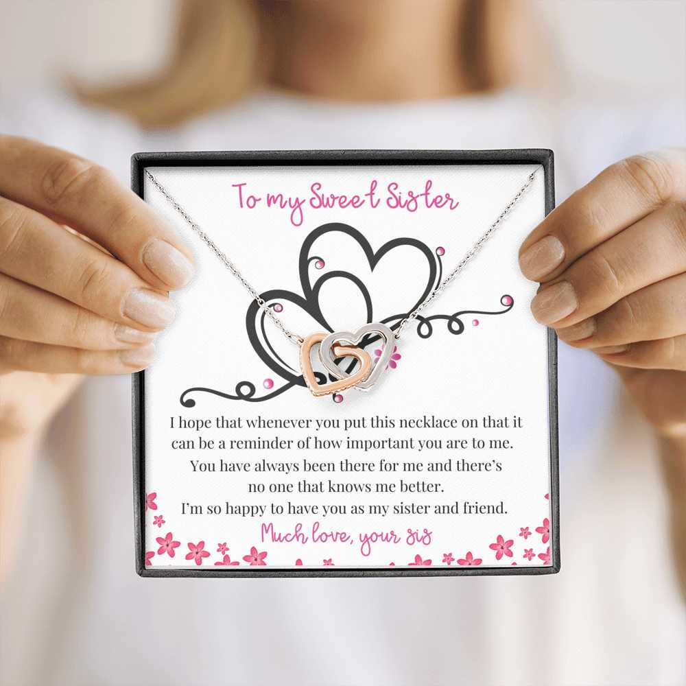 To my Sweet Sister - Two Hearts necklace Gift Jewelry ShineOn Fulfillment 