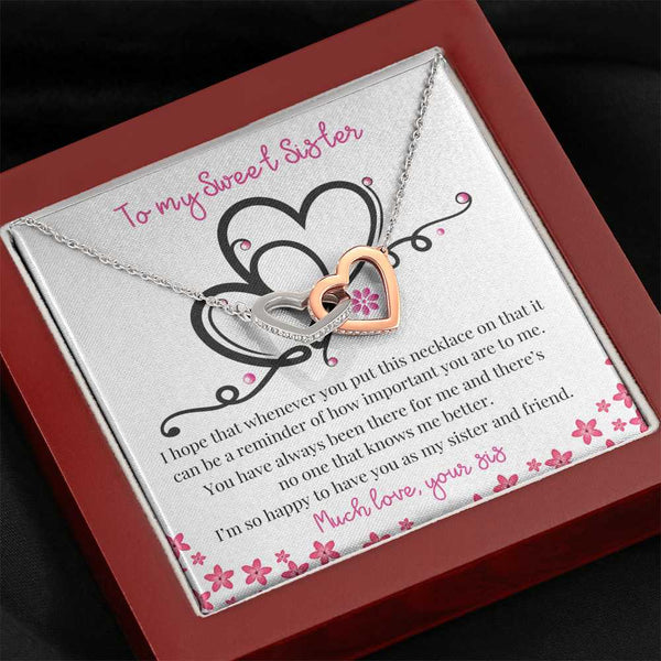 To my Sweet Sister - Two Hearts necklace Gift Jewelry ShineOn Fulfillment 