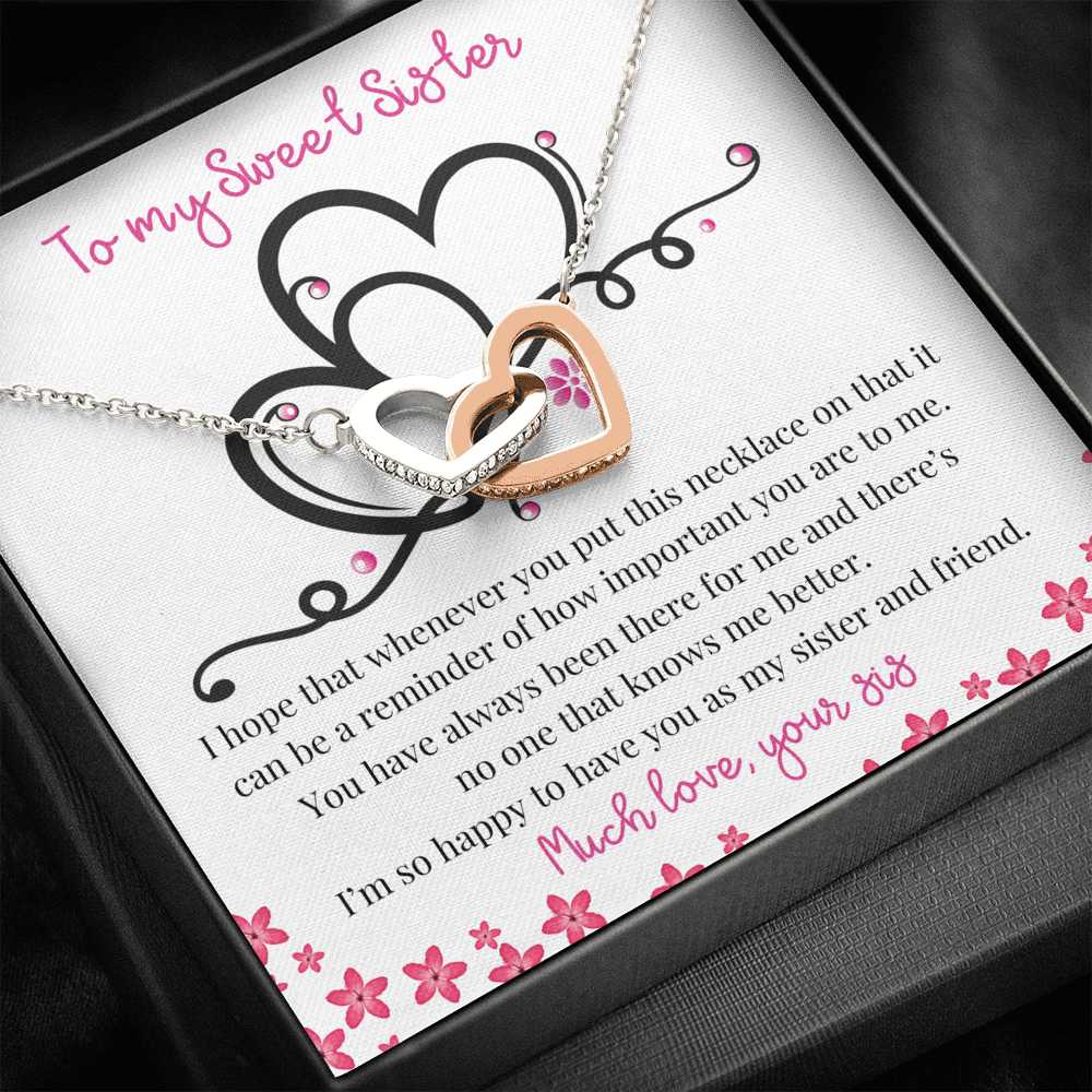 To my Sweet Sister - Two Hearts necklace Gift Jewelry ShineOn Fulfillment 