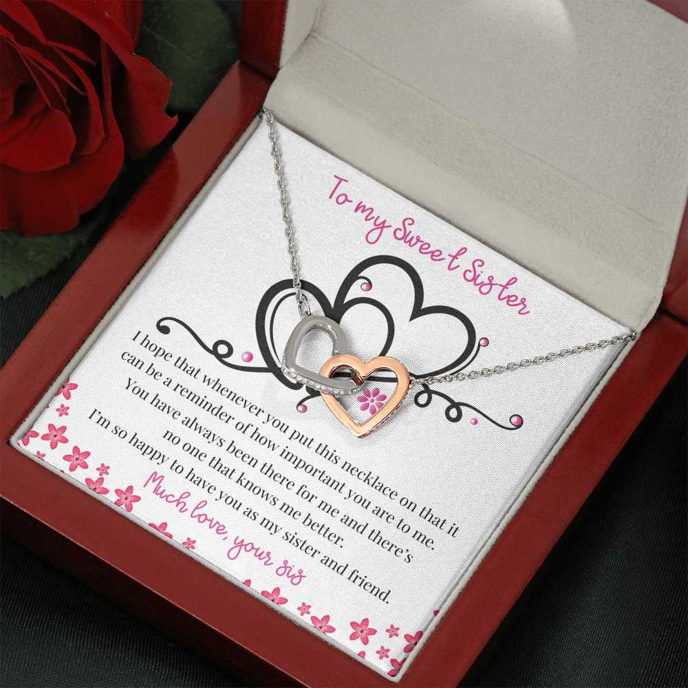 To my Sweet Sister - Two Hearts necklace Gift Jewelry ShineOn Fulfillment 