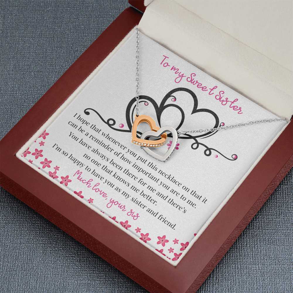 To my Sweet Sister - Two Hearts necklace Gift Jewelry ShineOn Fulfillment 