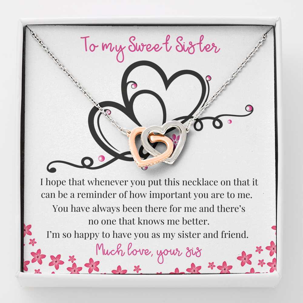 To my Sweet Sister - Two Hearts necklace Gift Jewelry ShineOn Fulfillment 