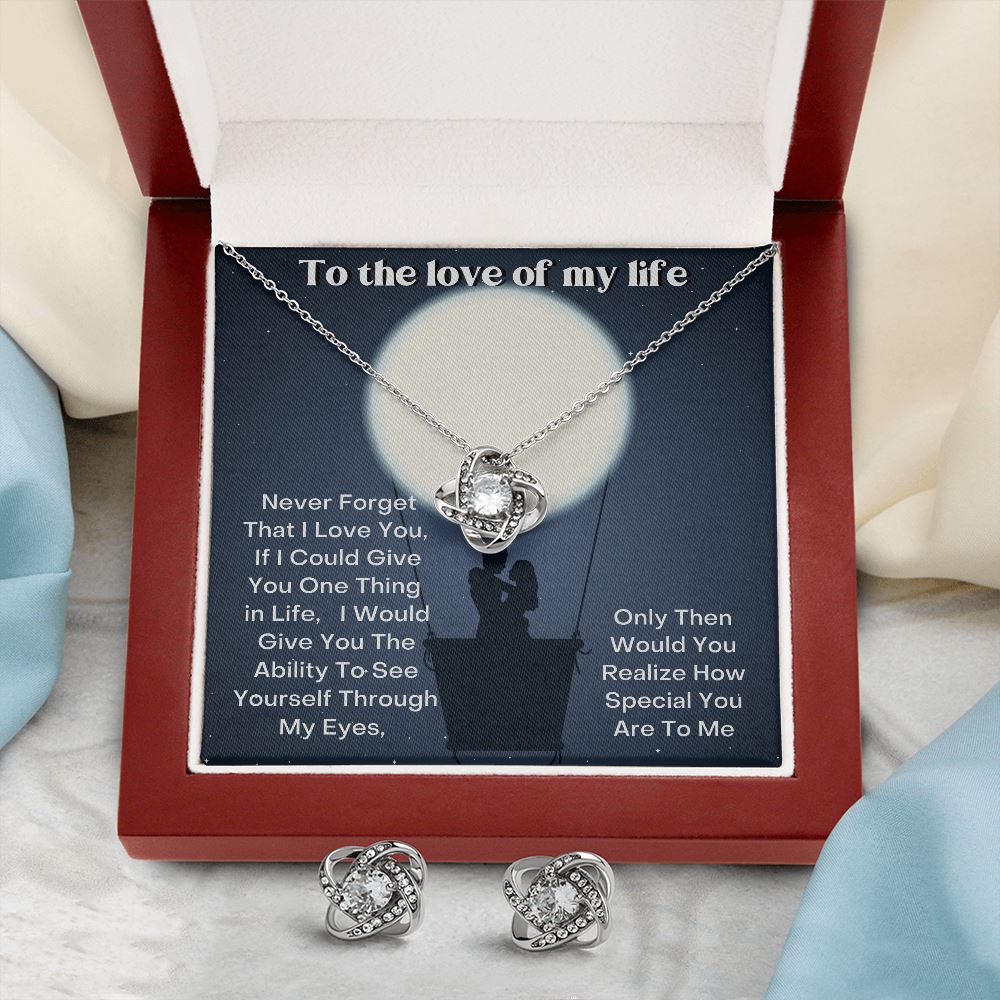 To the love of my life - Love Knot Earring & Necklace Set Jewelry ShineOn Fulfillment 