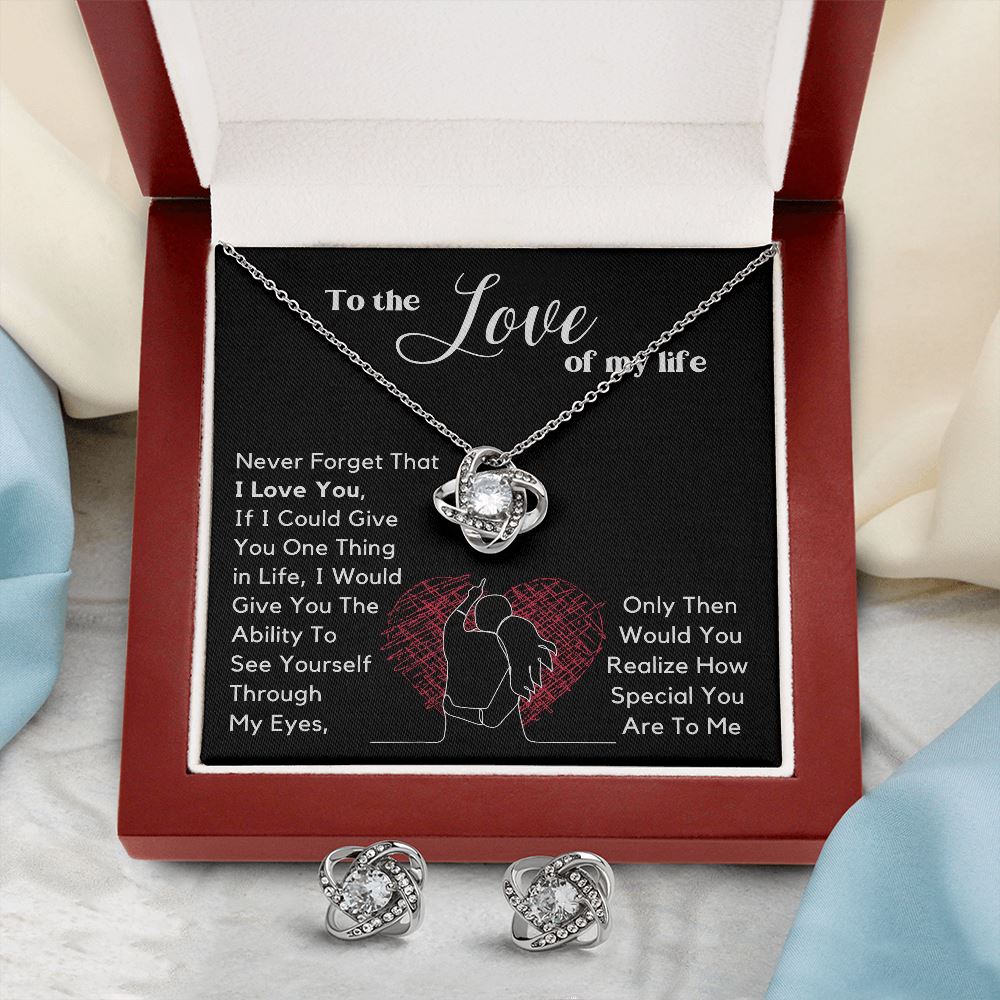 To the Love of my Life - Love Knot Earring & Necklace Set Jewelry ShineOn Fulfillment 